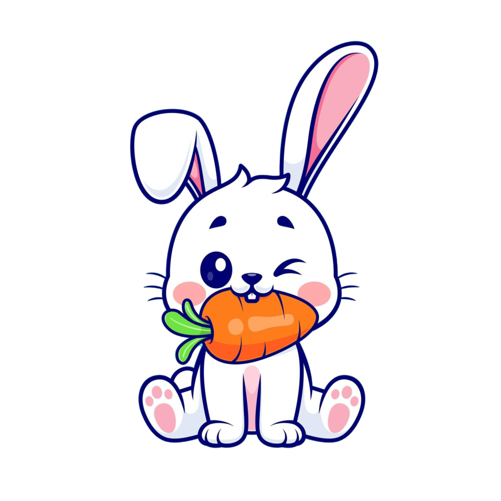 Adorable bunny holding a carrot, perfect for kids' coloring activities